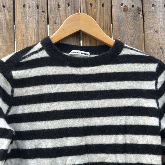 Reformation cashmere Black and Cream Striped Sweater - Picture 2 of 8